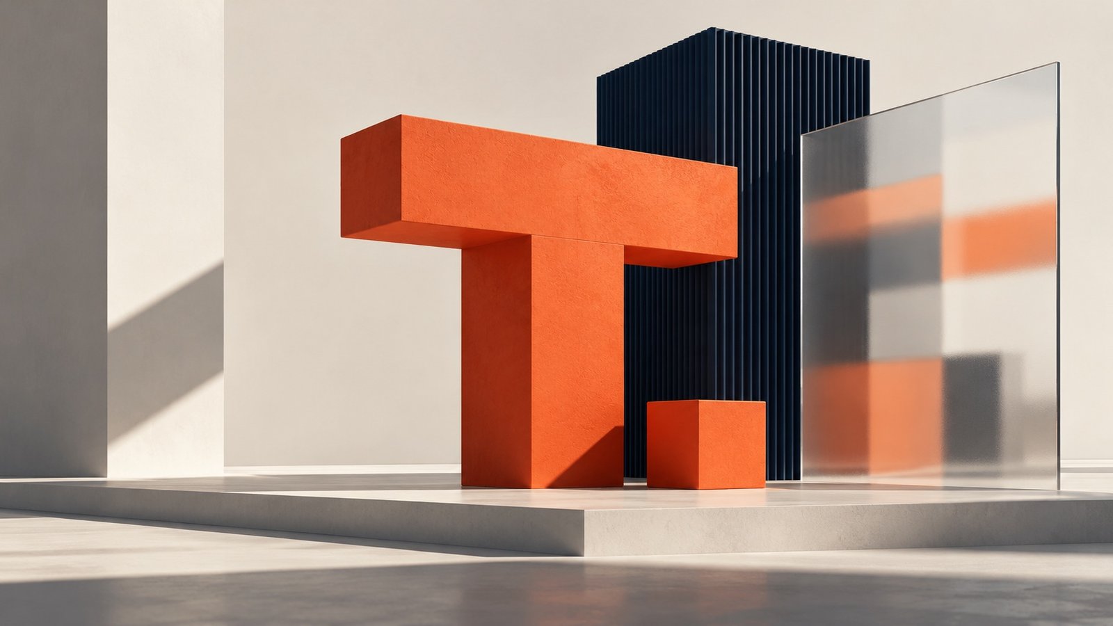 Tory Digital – abstract brand composition in orange and dark blue